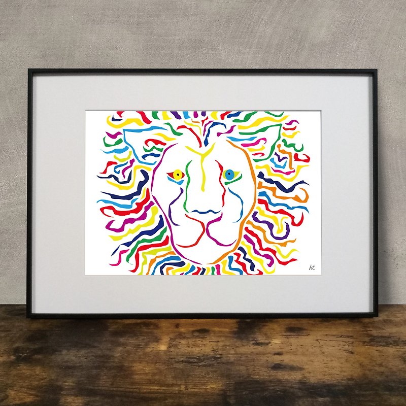 Sophisticated Lion Art: Stylish Blend of Primary Colors - Posters - Paper Multicolor