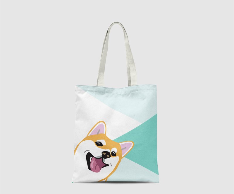 柴犬 小狗 寵物 Shiba Inu 單肩 帆布袋 環保袋 購物 拉鏈 - 手提包/手提袋 - 其他材質 多色
