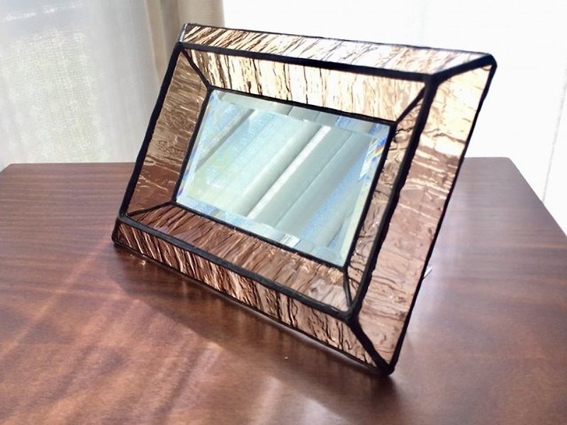 ステンドグラス ミラー cadre ベージュ - ウォールデコ・壁紙 - ガラス ブラウン