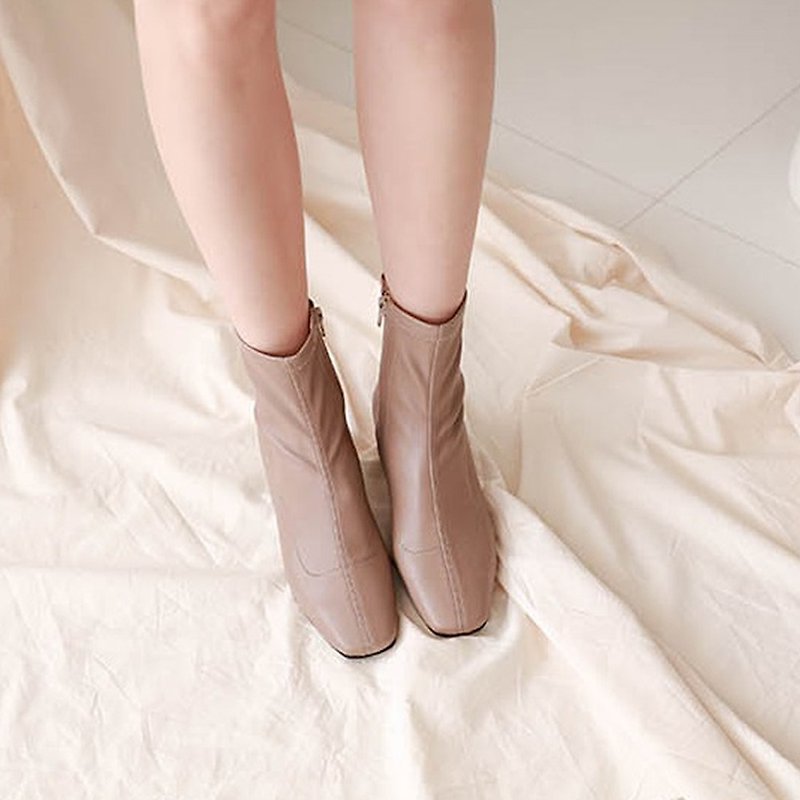 PRE-ORDER-MACMOC Span (Beige) Ankle Boots - รองเท้าบูทสั้นผู้หญิง - วัสดุอื่นๆ 