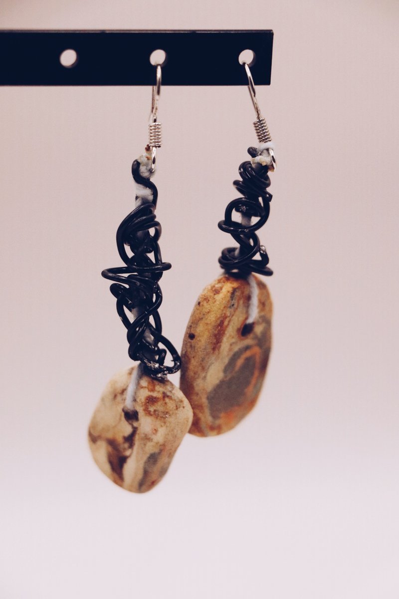 Stranded Earrings - Earrings & Clip-ons - Pottery Brown