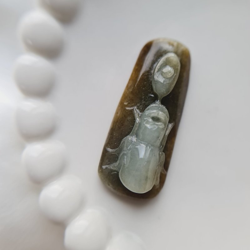 天然原石鍬形蟲 | 天然緬甸玉A貨翡翠 - 項鍊 - 玉石 
