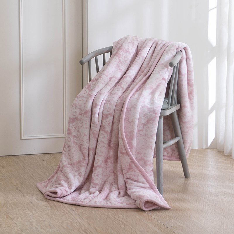 送禮首選-法蘭絨雙面毯/粉白圖騰(僅宅配 - 被/毛毯 - 聚酯纖維 多色