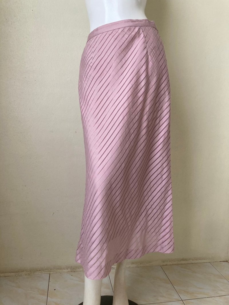 90s Pink Midi Skirt Waist 30 - กระโปรง - เส้นใยสังเคราะห์ 