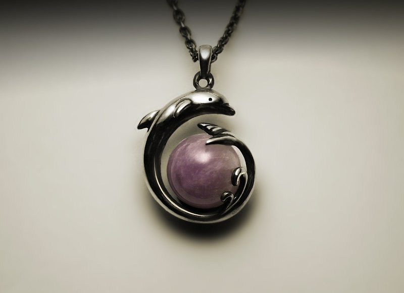Dolphin Amethyst Necklace - Necklaces - Other Metals Silver
