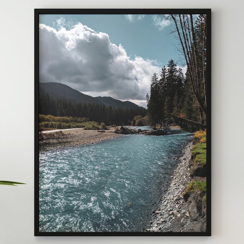 Mountain Forest River Wall Poster, Printable River Art, Mountain River Artwork - Posters - Paper 