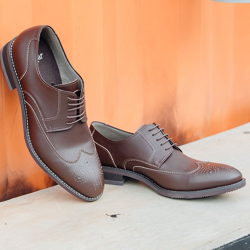 Vegan/ Veganshoes / Dress shoes / Men fashion / Gentleman / Design shoes - รองเท้าอ็อกฟอร์ดผู้ชาย - วัสดุกันนำ้ สีนำ้ตาล