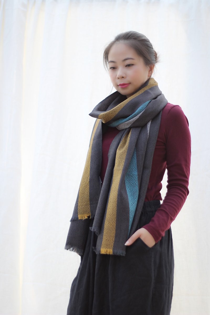 [Spot] Mercerized Striped Wool Shawl - Knit Scarves & Wraps - Wool Multicolor