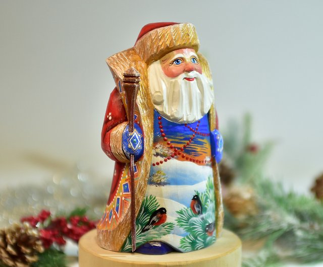 Russian hand carved&painted wood ornament doll 