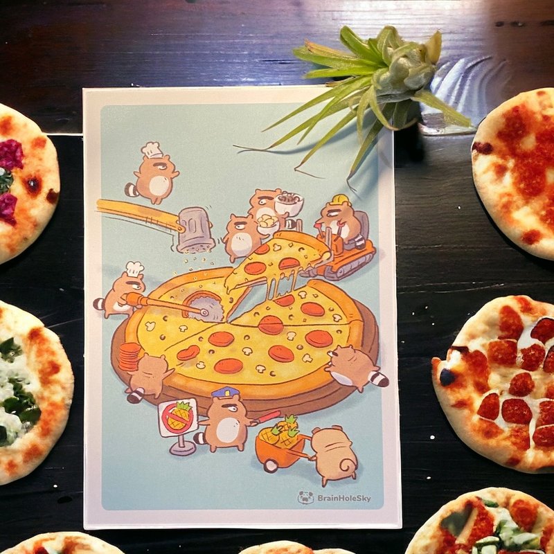 Animals postcards - Pizza factory - การ์ด/โปสการ์ด - กระดาษ 