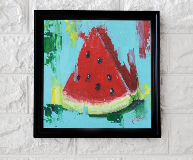 油絵 ミニ絵画【スイカ】 油絵】【ミニ絵画スイカ】 #油絵 #手書き #アート #絵画販売