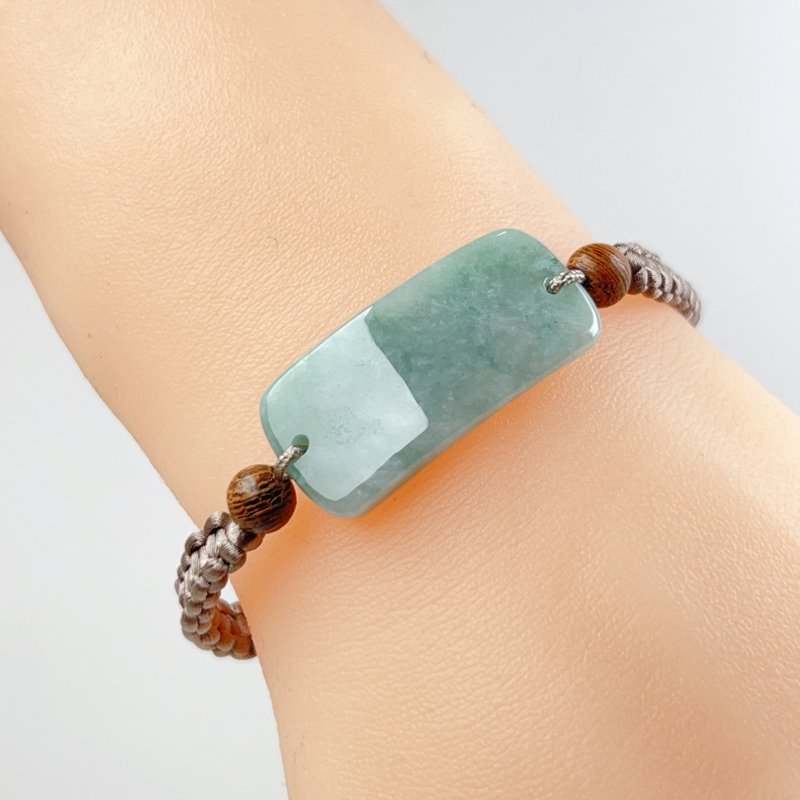 [May Nothing Happen] Ice green jadeite Wushi brand woven bracelet | Natural Burmese jade jade A goods - Bracelets - Jade Green