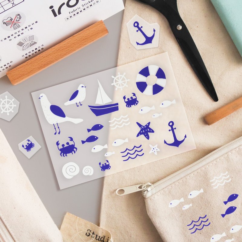 | Handmade DIY | irodo non-ironing cloth with transfer stickers - blue and white Mediterranean - เย็บปัก/ถักทอ/ใยขนแกะ - พลาสติก สีน้ำเงิน