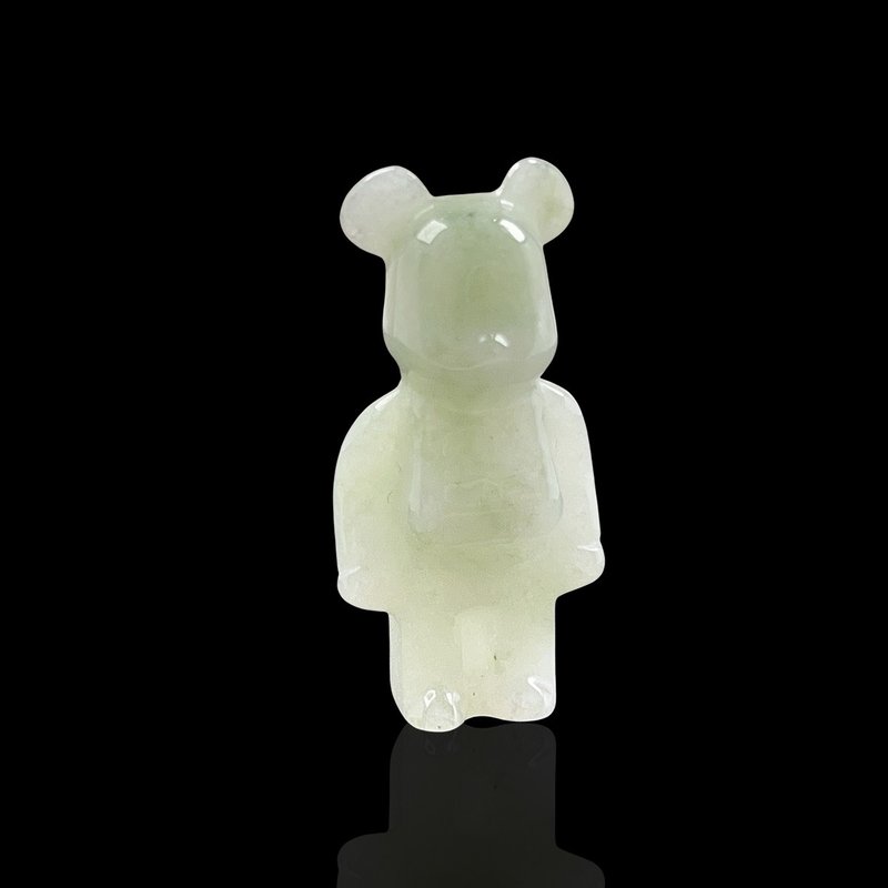 【熊熊玉見你】冰種翡翠可愛小熊擺飾 | 天然緬甸翡翠A貨 | 送禮 - 印章/印台 - 玉石 綠色