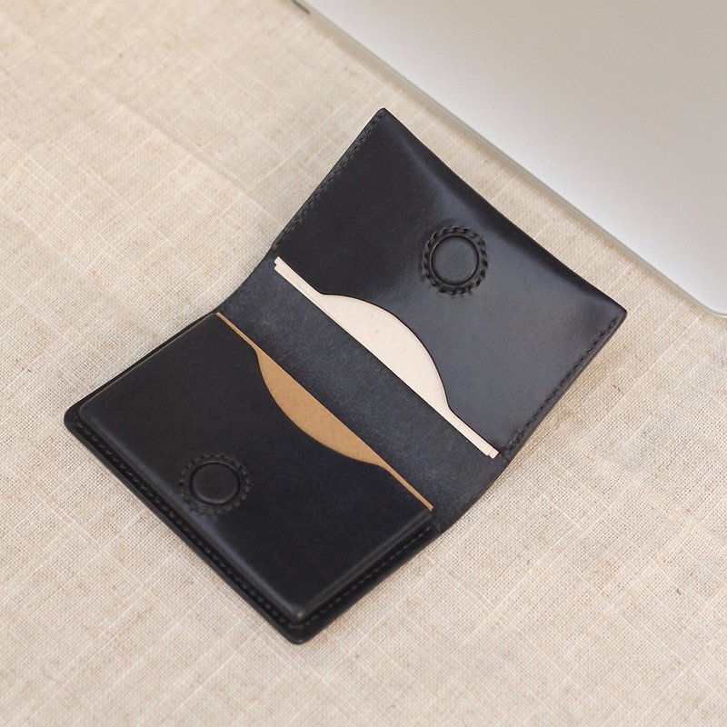 Magnetic double-folding double-layer business card holder - อื่นๆ - หนังแท้ สีน้ำเงิน