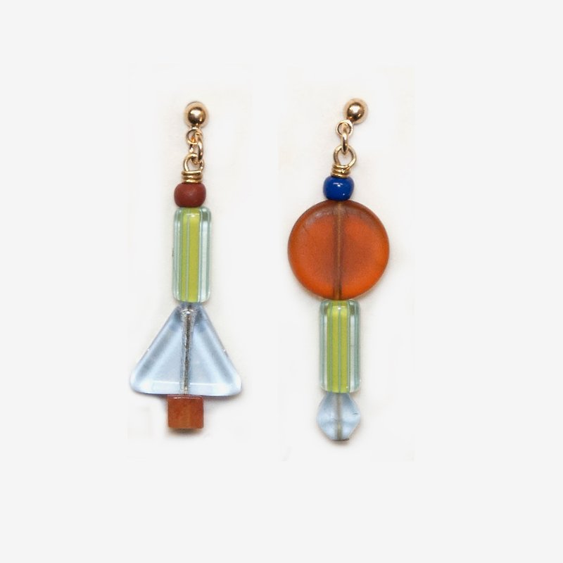 Asymmetric Geometric Earrings, Post Earrings, Clip On Earrings - Earrings & Clip-ons - Acrylic Multicolor