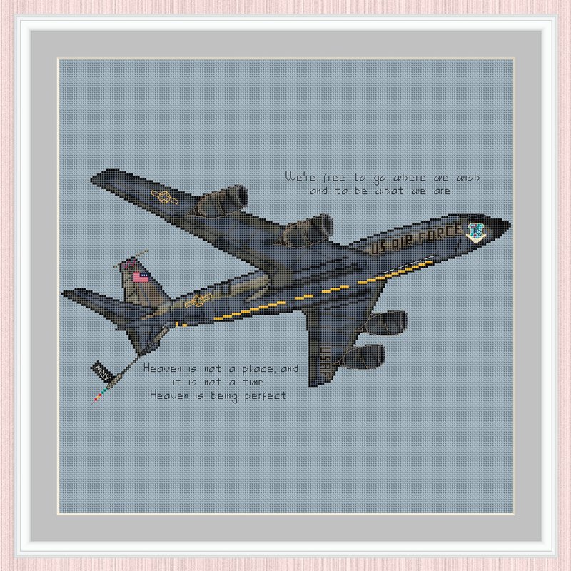 Military Aircraft Cross Stitch Pattern | Military Cargo Aircraft 十字繡圖案 - 手工藝教學/工具書 - 其他材質 
