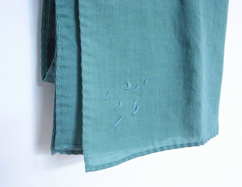 Cotton Linen scarf. Green Lake - Knit Scarves & Wraps - Cotton & Hemp Green