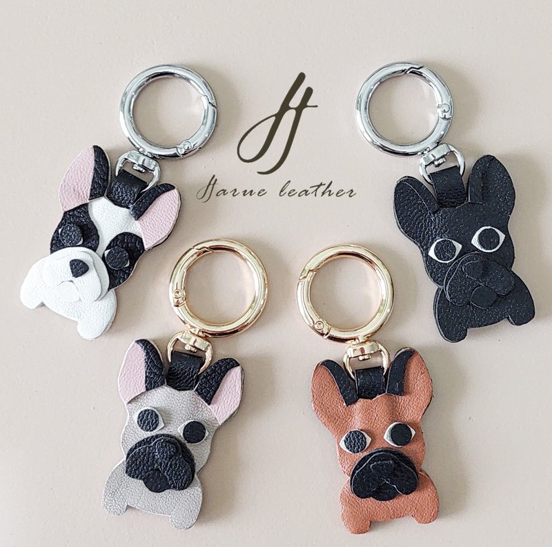 Customized Handmade Frenchie Dog Keychain - Keychains - Genuine Leather 