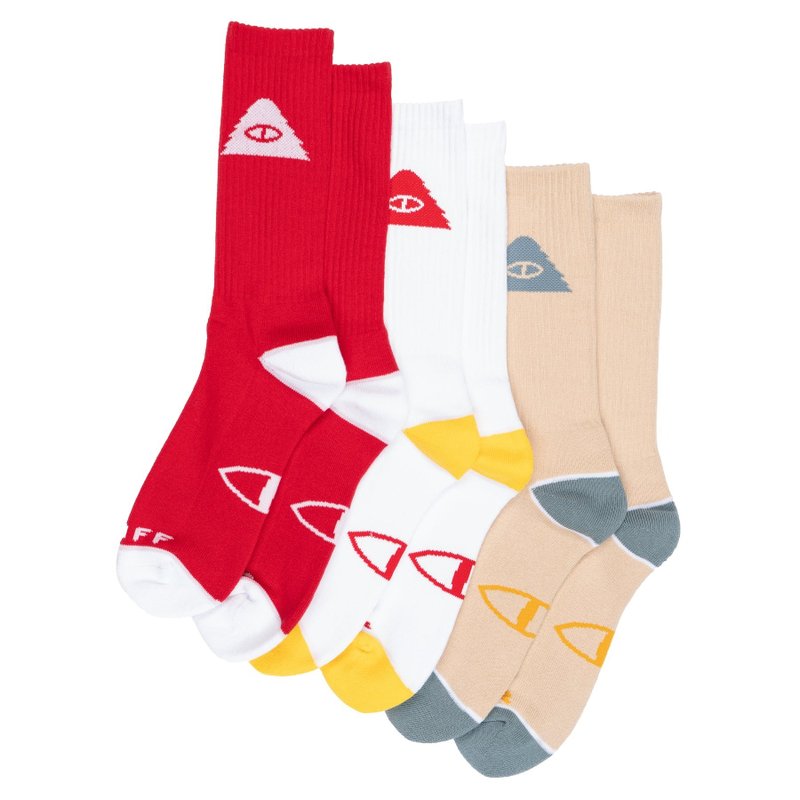 POLER ICON SOCKS 經典長襪 男襪 3件組 紅*白 - 襪子 - 其他材質 多色
