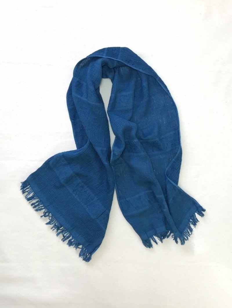 Indigo dyed Aizen - Organic Cotton BLUE Stole - อื่นๆ - ผ้าฝ้าย/ผ้าลินิน สีน้ำเงิน