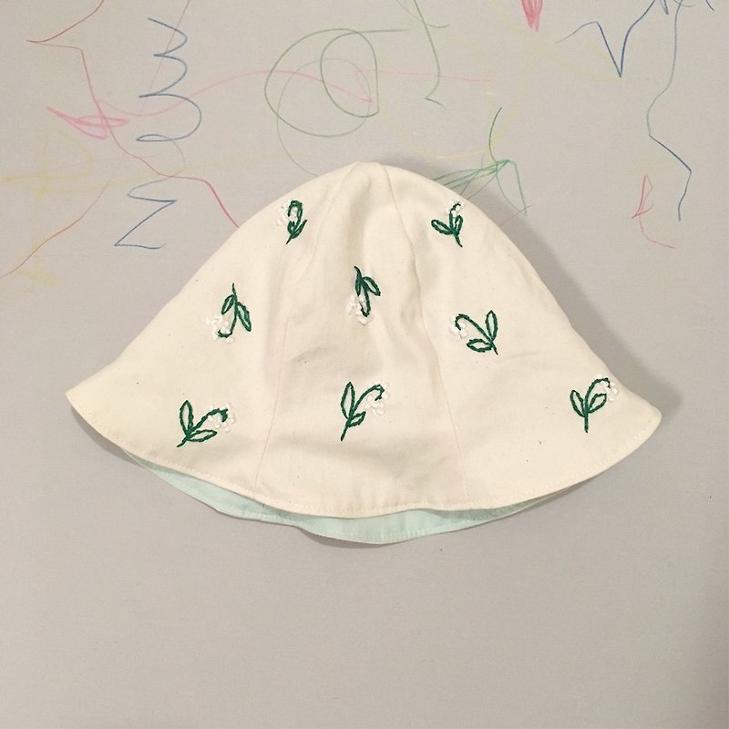 刺繍チューリップハット　すずらん - 出産祝い用贈物 - コットン・麻 ホワイト