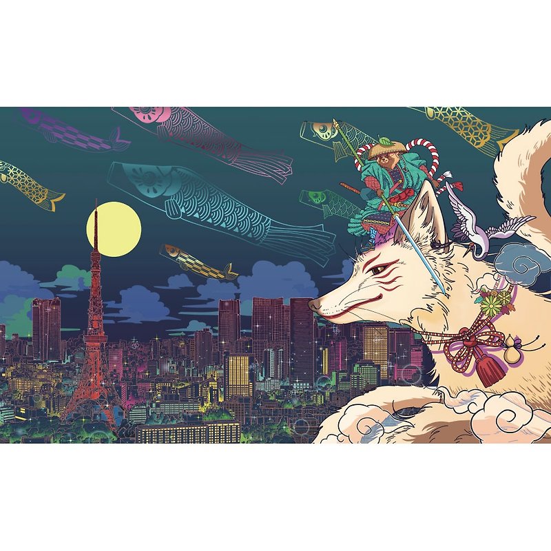【Gecko Puzzle Wall Painting】Tokyo Night Taiwan Original Illustration