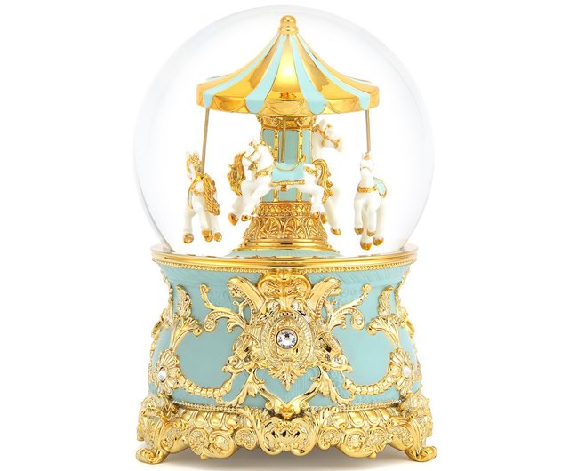 Tiffany Blue Gold Carousel Crystal Ball Music Box Birthday Valentine's Day  Christmas Exchange Gift - Shop JARLL ART Items for Display - Pinkoi