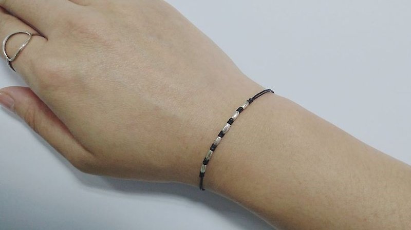 925 sterling silver bracelet lucky rope bracelet wax line bracelet - สร้อยข้อมือ - โลหะ สีดำ