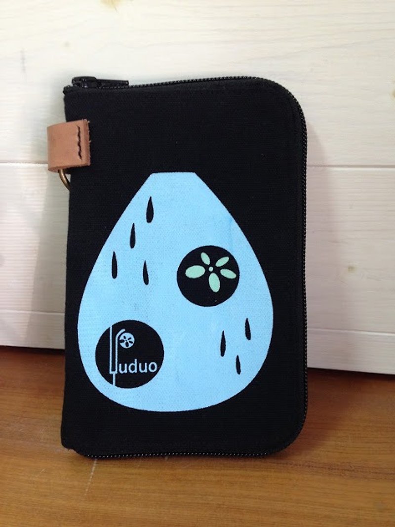 Raindrops love to travel‧Mobile phone pouch (can be used as a coin purse). Black - เคส/ซองมือถือ - กระดาษ สีดำ
