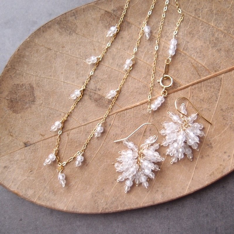 【K14gf】Zirconia × Crystal Chain Necklace　ジルコニア×クリスタル ネックレス - 項鍊 - 寶石 透明