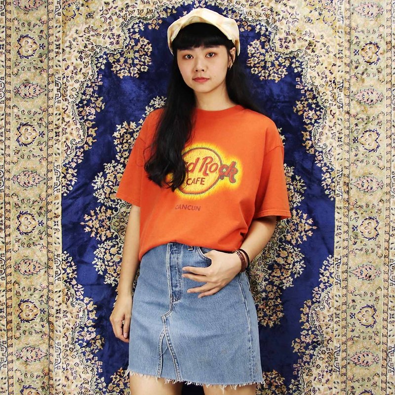 Tsubasa.Y Vintage Hard Rock010 Orange Tee, Vintage Tee T-shirt - เสื้อฮู้ด - ผ้าฝ้าย/ผ้าลินิน 
