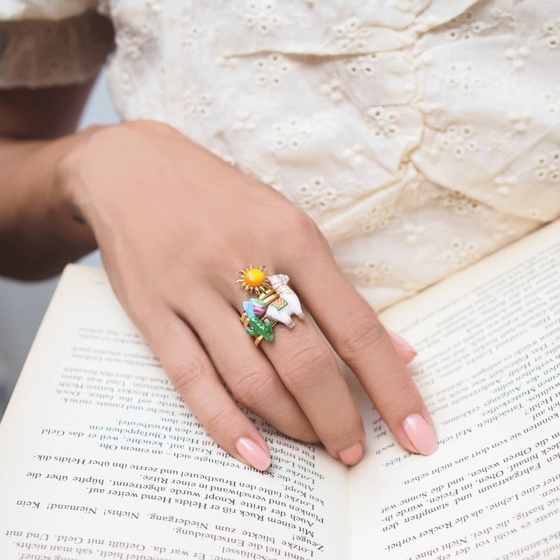 Alpaca Valley Stacking Rings , Happy Story, Dreamy Jewelry, Sterling Silver - 戒指 - 純銀 金色