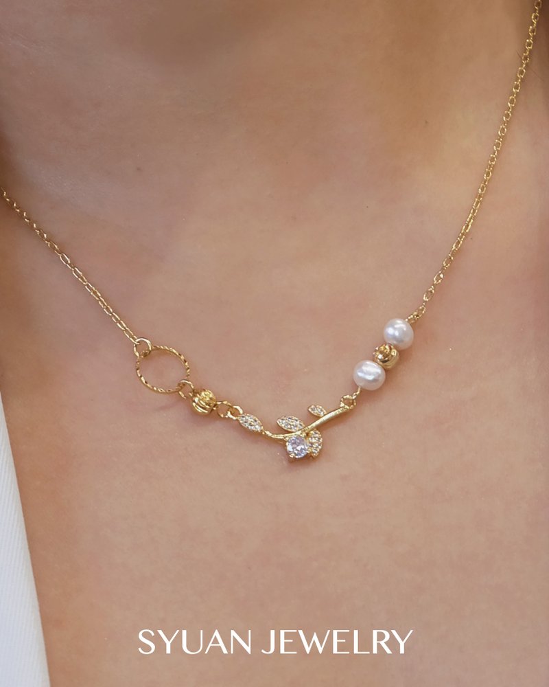 Serendipity - Ever Yours 恆久的陪伴 鋯石淡水珍珠項鍊 - 項鍊 - 其他金屬 