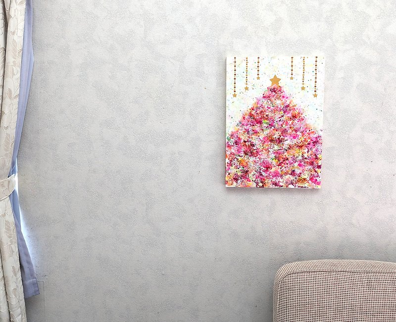 クリスマスツリーピンクP8号 - 掛牆畫/海報 - 木頭 粉紅色