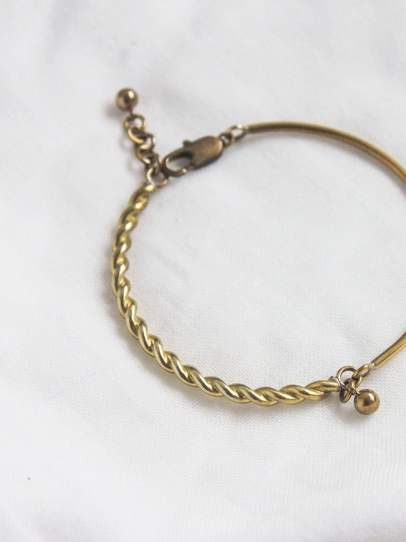 繩索麻花黃銅可調式手環 - 手鍊/手環 - 銅/黃銅 金色