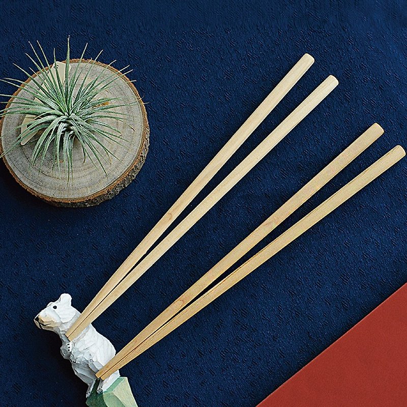 台湾ヒノキダブルペア•箸セット（箸置きなしの箸2組） - 箸・箸置き - 木製 ブラウン