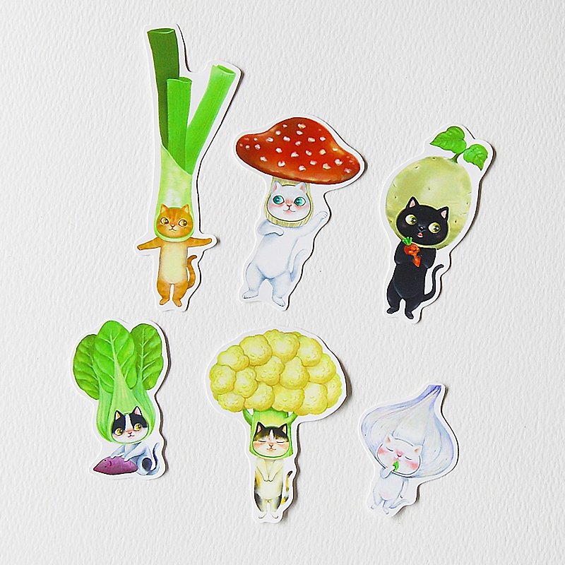 Fish cat / sticker bag / vegetable bag / 6 models into - Stickers - Paper Multicolor