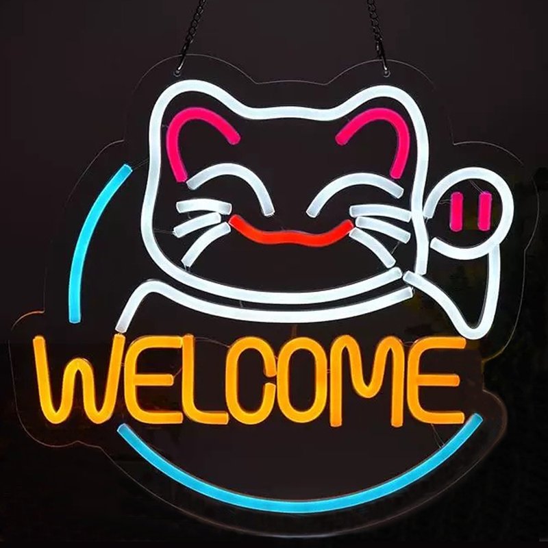 Fortune Cat LED Neon Sign Light - Lighting - Acrylic Transparent