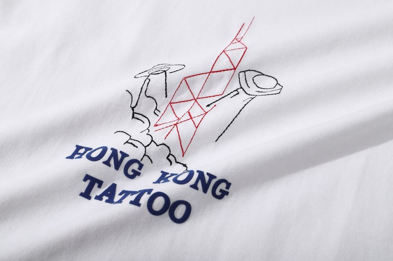 Incense Harbour Hong Kong Tatto 刺繡棉質 T-shirt - UFO -白色 - 帽T/大學T - 棉．麻 白色