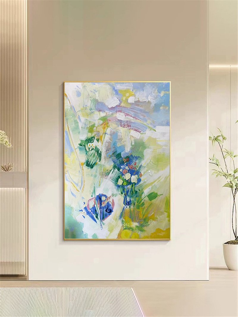 Handmade Abstract Painting Canvas Wall Art Picture for Living Room Decoration - โปสเตอร์ - ลินิน หลากหลายสี