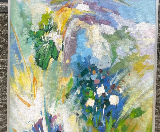 夏の花手描き油絵/抽象画/オリジナルグッズ/装飾画/掛け絵/リビング