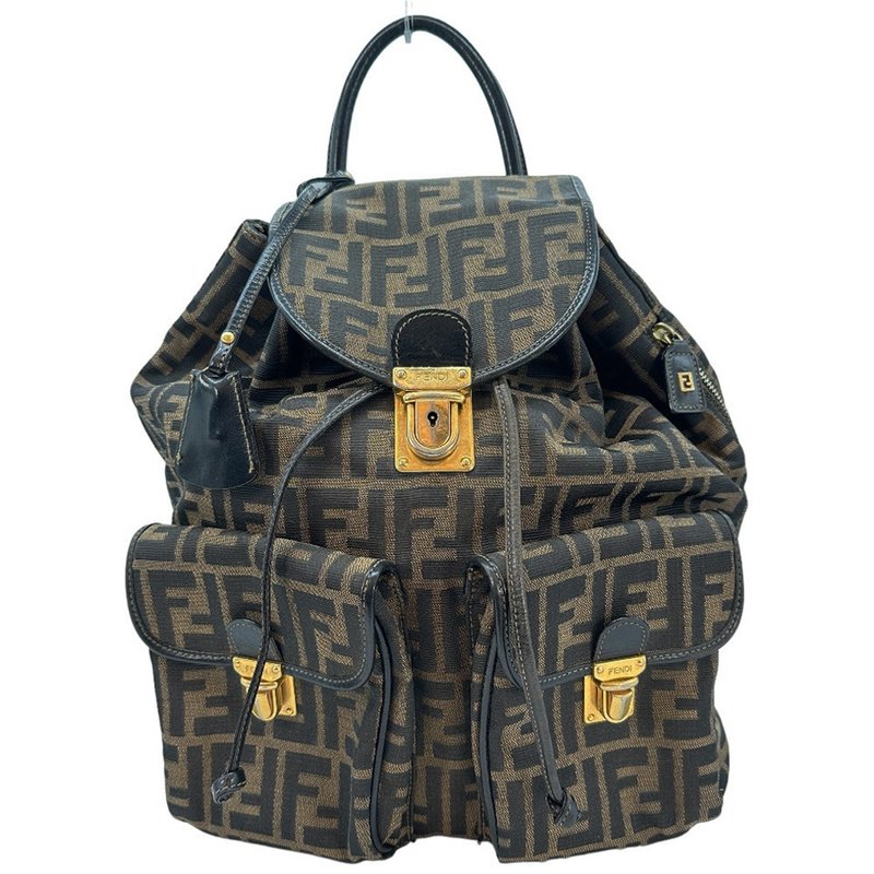 【日本直送】フェンディ FENDI リュック・デイパック ズッカ柄 キャンバス × レザー レディース【中古】 - 後背包/背包/書包 - 棉．麻 咖啡色