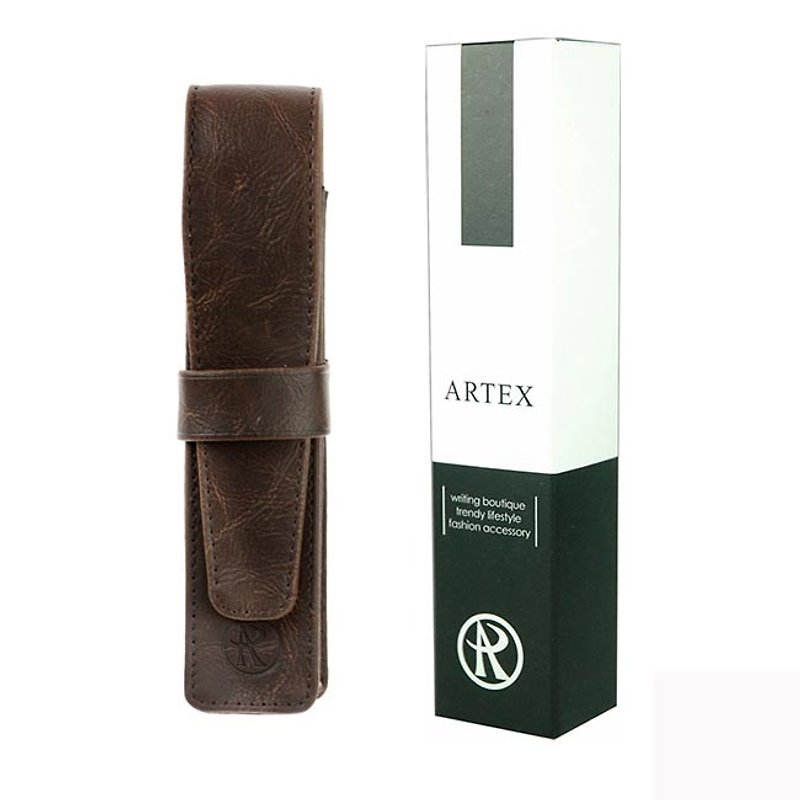 ARTEXレザーペンブラウン - ペンケース・筆箱 - 革 ブラウン