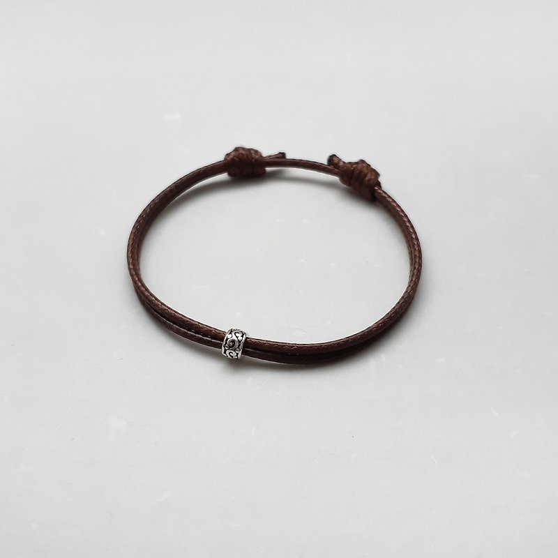 Wax line bracelet s925 sterling silver totem plain simple Wax rope thick rope - สร้อยข้อมือ - วัสดุอื่นๆ สีนำ้ตาล