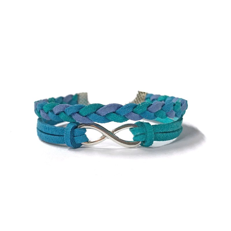 Handmade Double Braided Infinity Bracelets–lake blue - Bracelets - Other Materials Blue