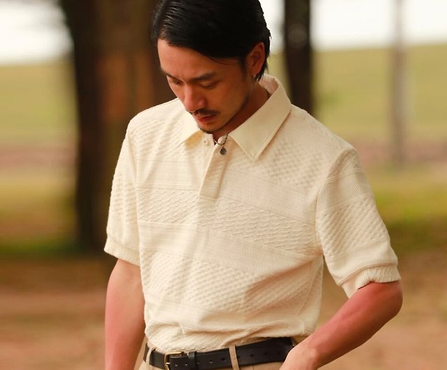 SOARIN British Vintage Cotton Knit Three-dimensional Check Casual POLO  Shirt Beige( 222P605 Shop SOARIN Men's T-Shirts  Tops Pinkoi