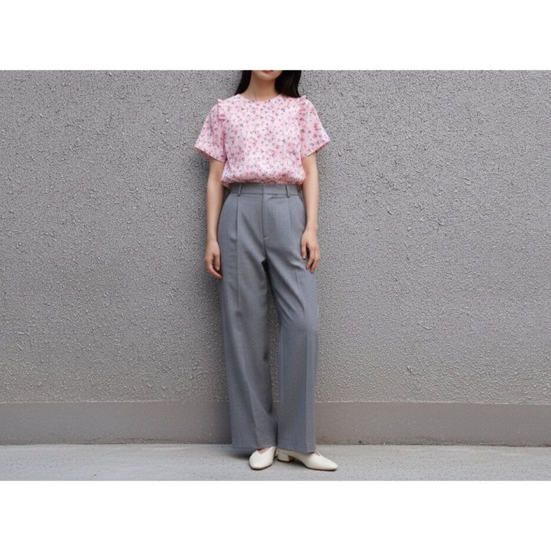 เสื้อแต่งระบายหัวไหล่ เข้ารูปสีชมพู - เสื้อผู้หญิง - ผ้าฝ้าย/ผ้าลินิน สึชมพู