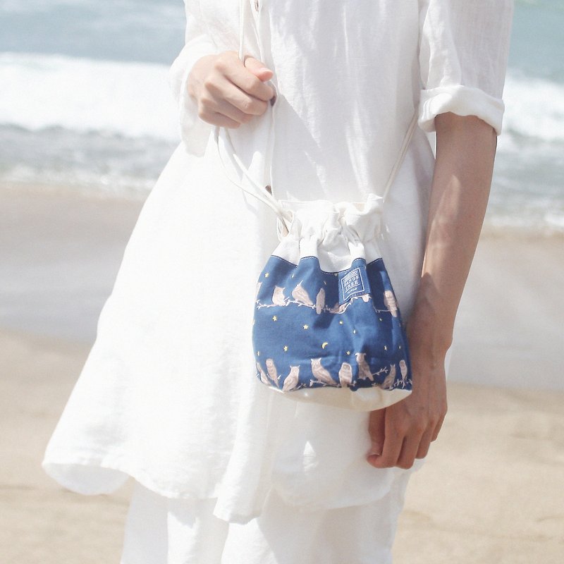 Side of the bucket package _ owl (in stock) - Messenger Bags & Sling Bags - Cotton & Hemp Blue