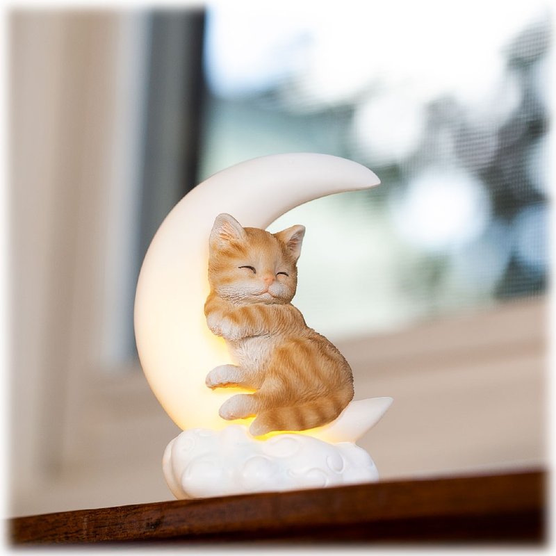 Devalier Cat French Bull LED Night Light, Nursing Light, Night Lamp, Bedside Light, Hand Light, Birthday Gift, Baby Gift, Room Light, Bedroom, Genuine Product - โคมไฟ - เรซิน สีนำ้ตาล